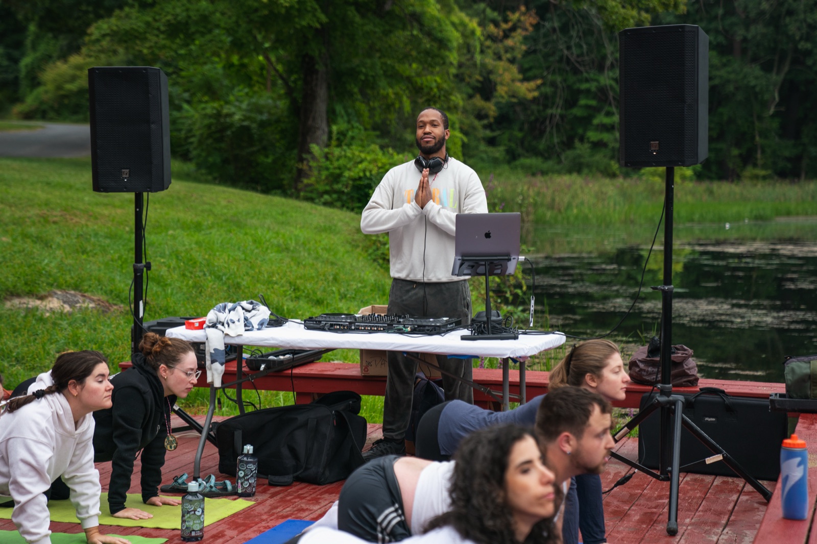 Corporate event DJ at an outdoor retreat