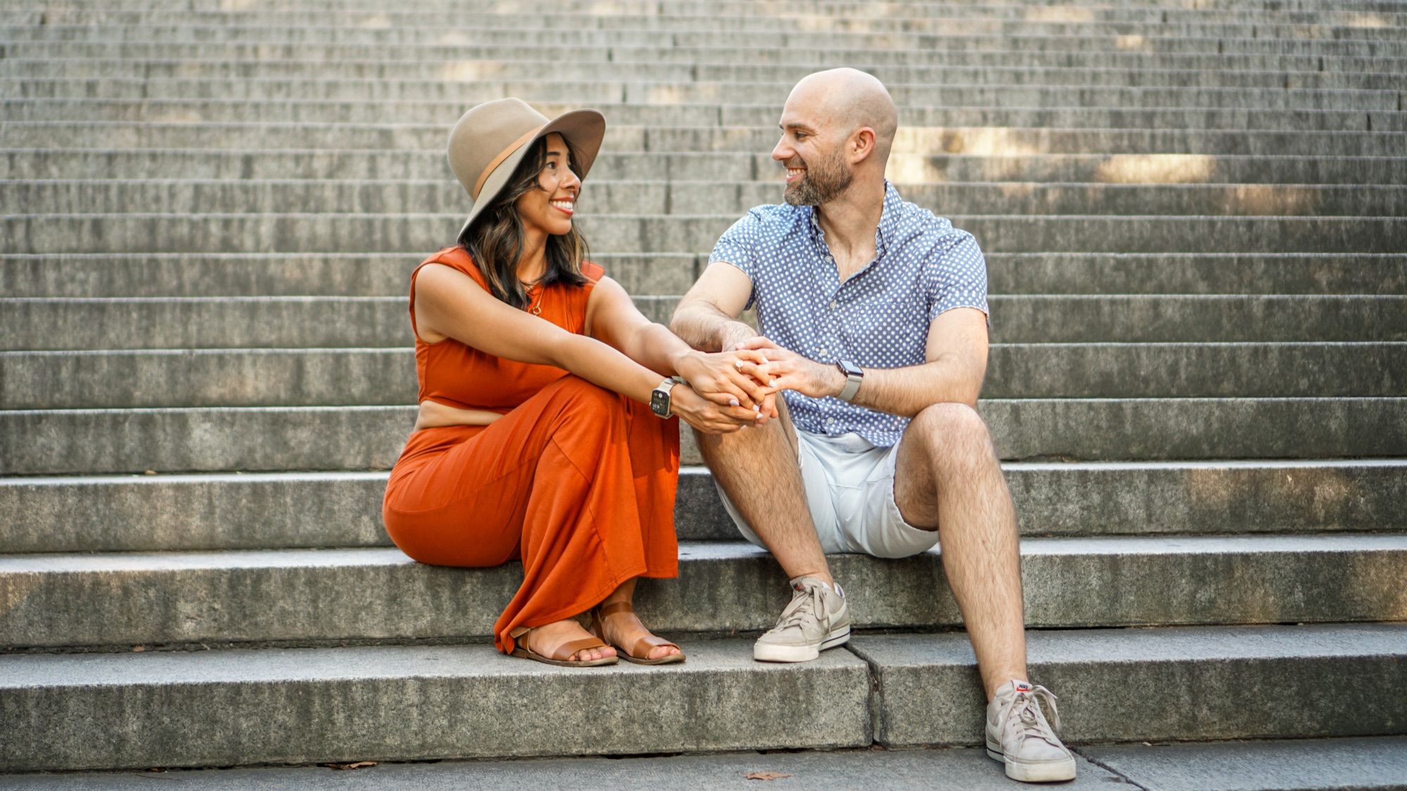 Engagement photoshoot on NYC steps