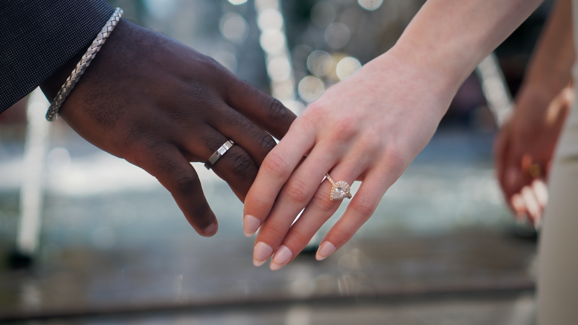 Engagement ring detail shot in NYC