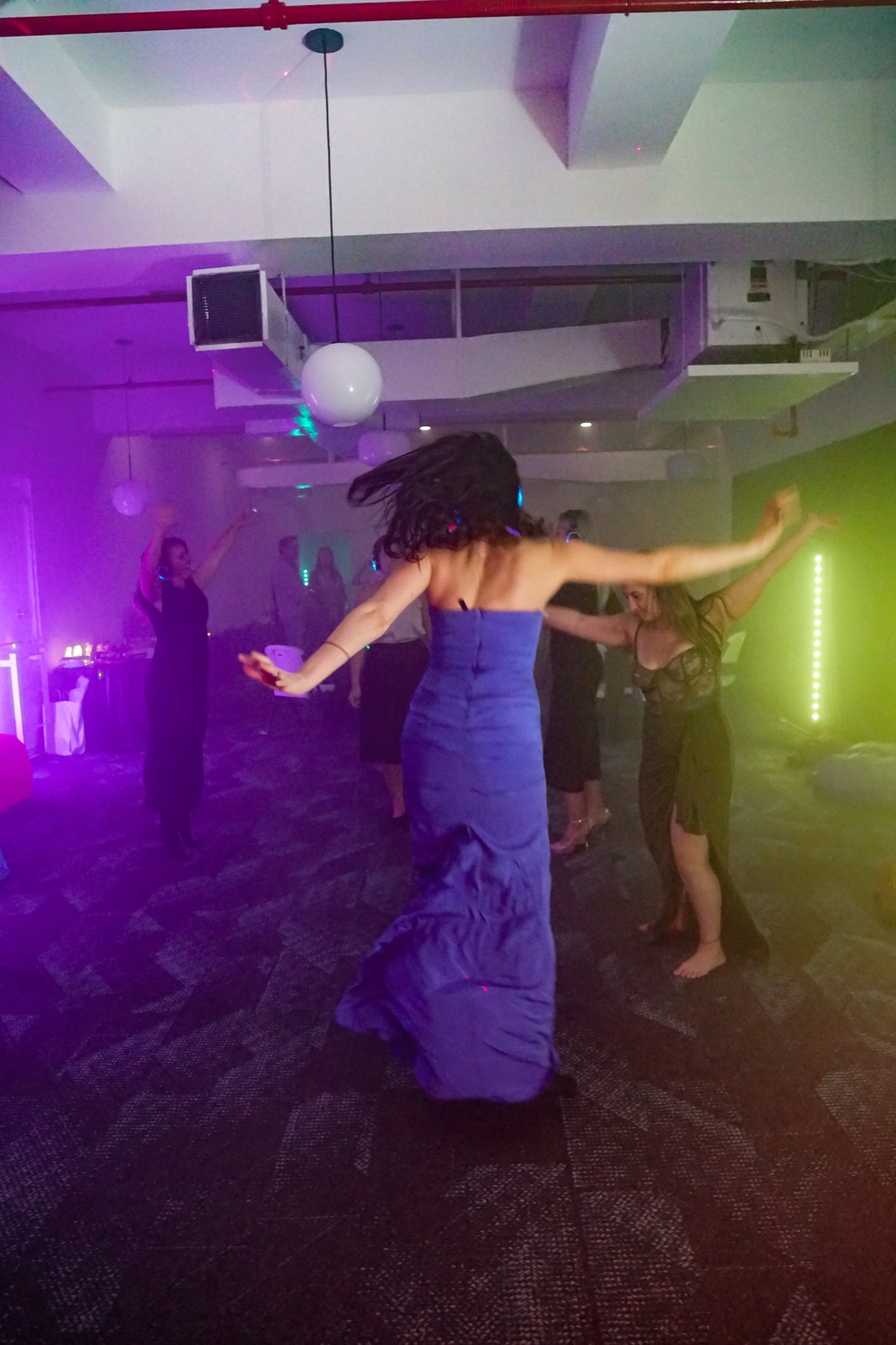 Silent disco dance floor energy at night