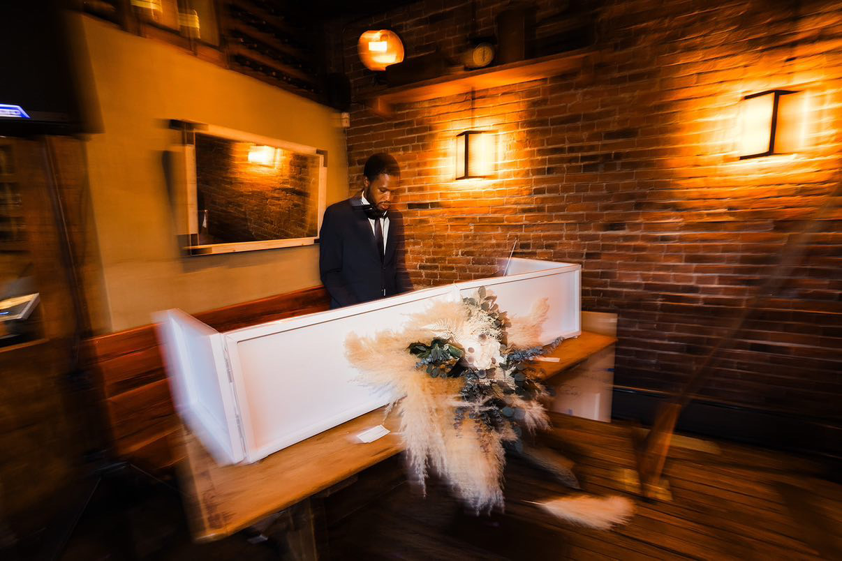 Wedding DJ booth at a Brooklyn venue